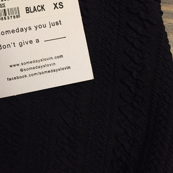 NWT New Some Days Lovin one piece low back textured swimsuit XS black swim - Picture 7 of 8